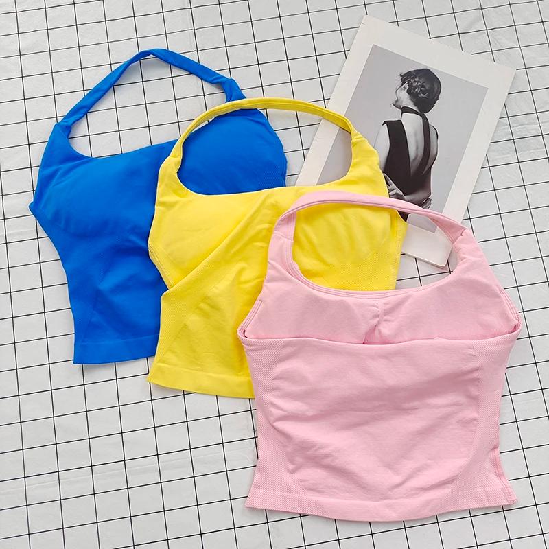 Bralette dos nu à col carré pour femmes, bretelles épaisses, coupe ajustée, coussinets amovibles, vê