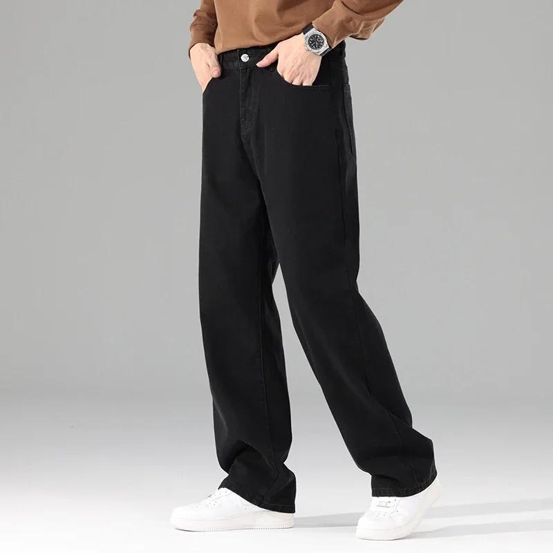 Homme flambant neuf automne jean hommes noir décontracté Baggy pantalon classique droit confortable 