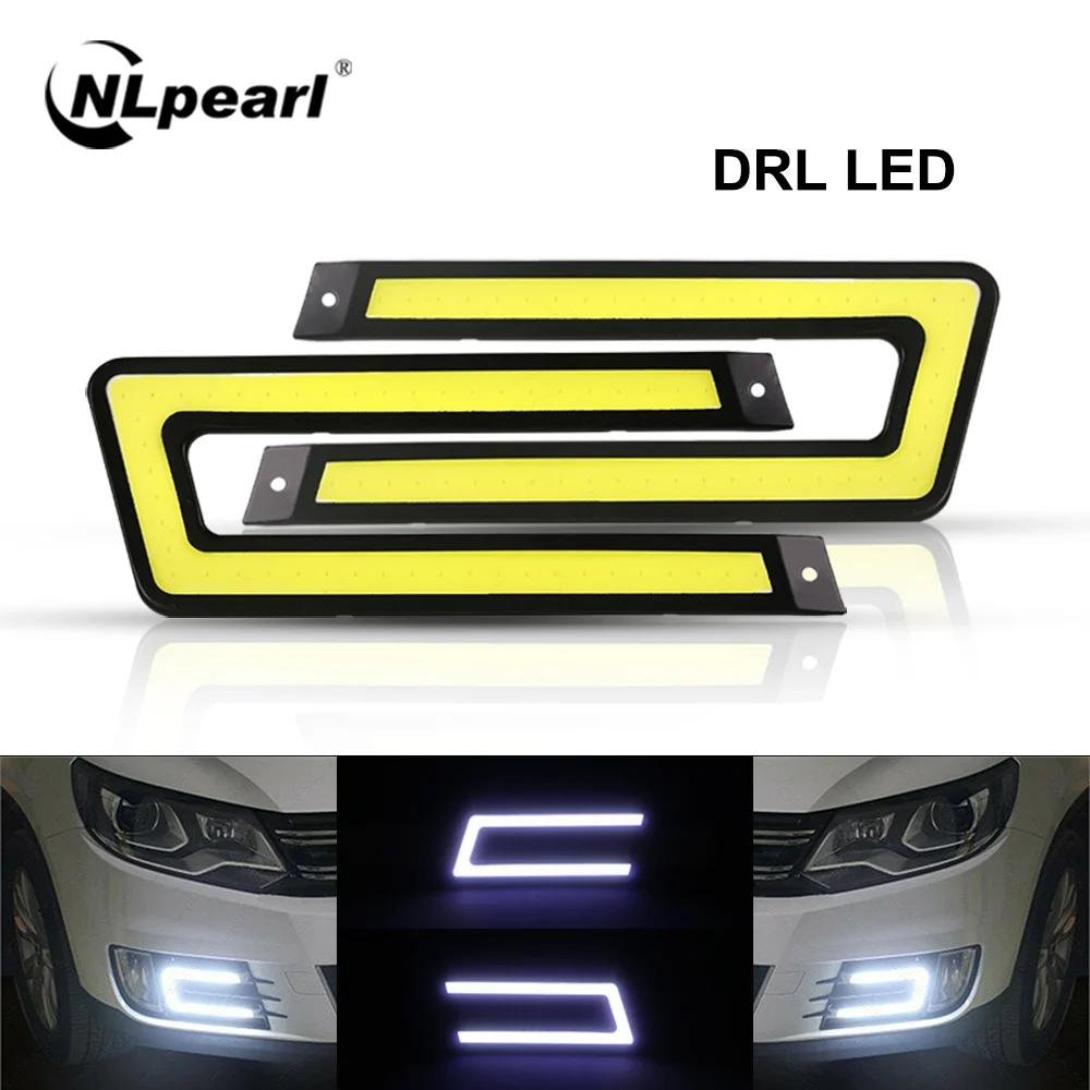 NLpearl 1 paire style de voiture COB LED DRL feux de jour Auto DC 12V LED lumineuse DRL lumière exte