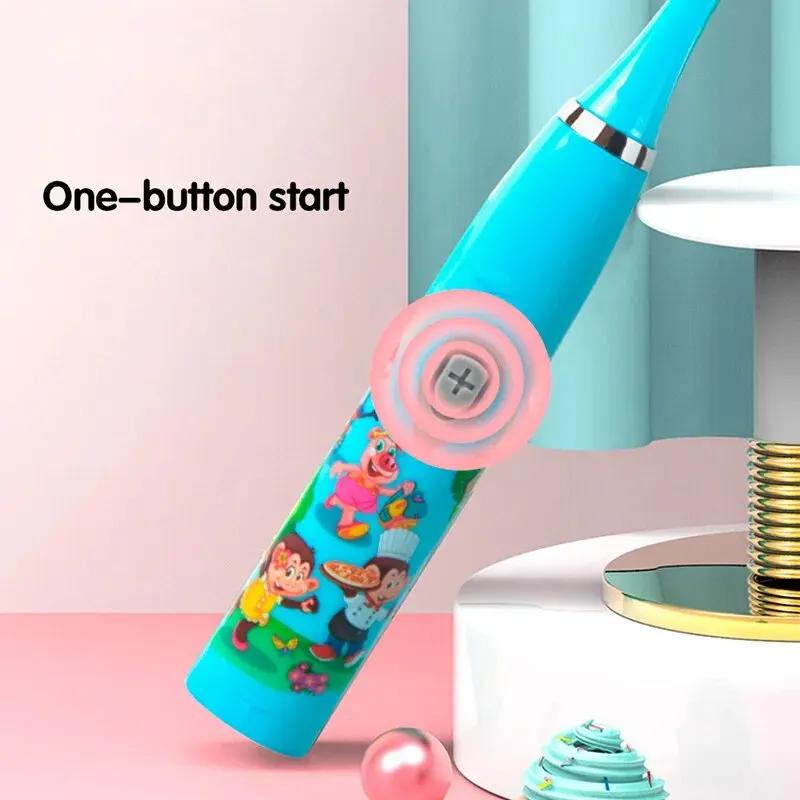 Brosse à dents électrique sonique pour enfants, dessin animé coloré, Rechargeable par USB, douce, au