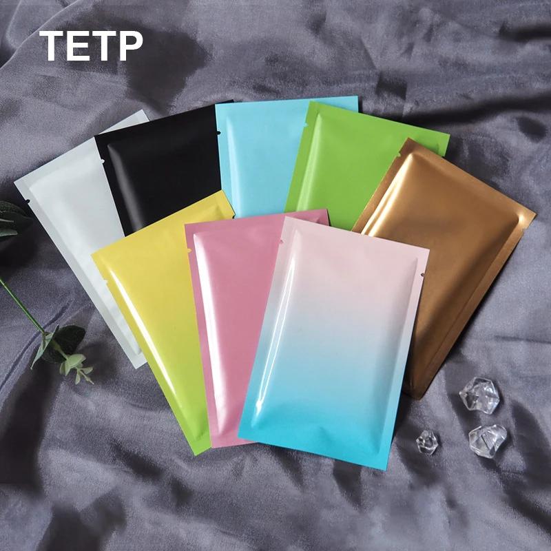 TETP 100 pièces petit Film d'aluminium coloré sac ouvert supérieur poudre thermoscellée bonbons thé 