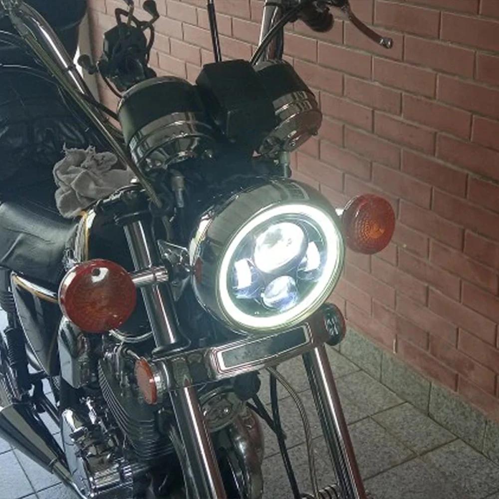 Phare rond universel de 7.5 pouces pour phare de moto LED Cafe Racer Bobber Honda 7 pouces ﻿