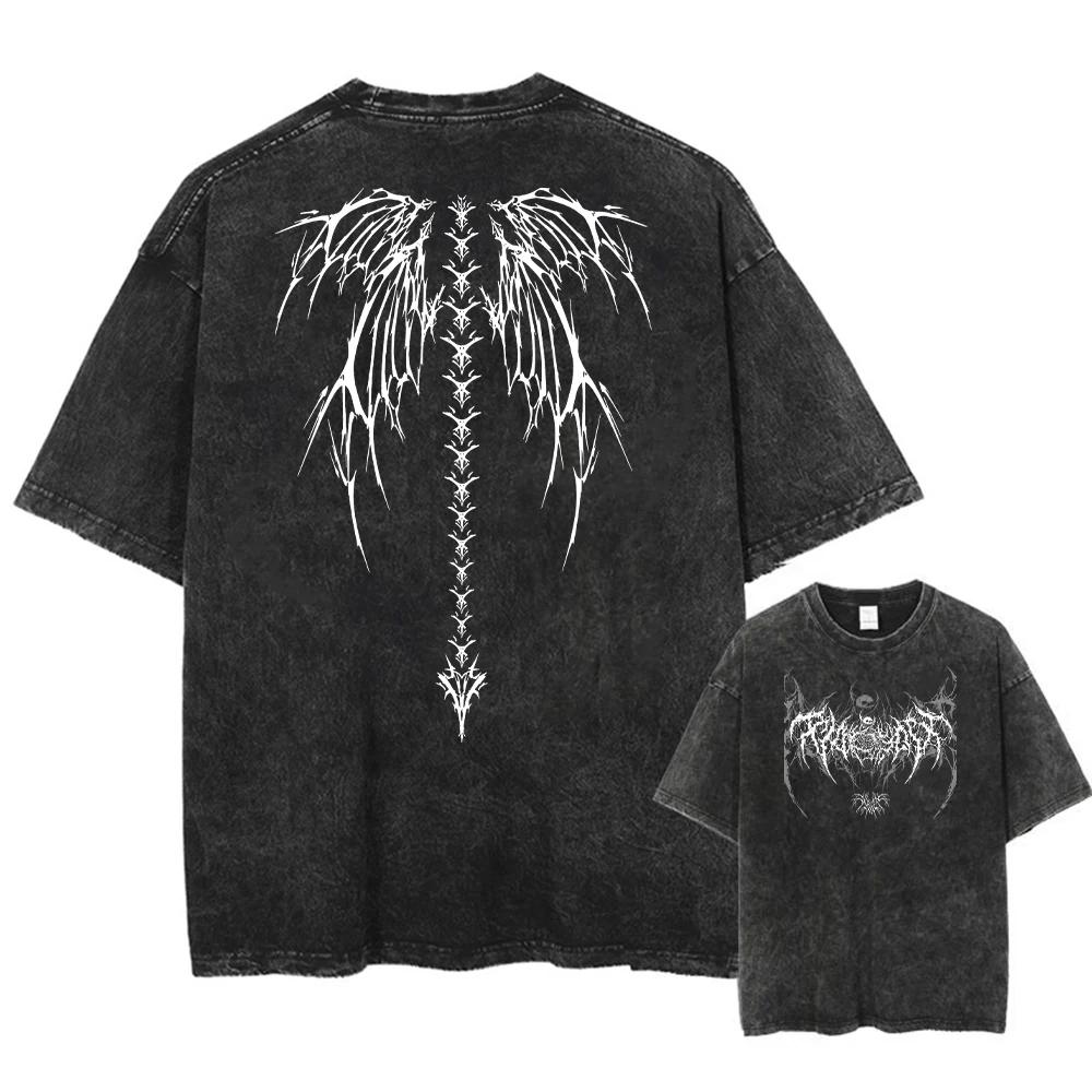 Y2k Harajuku rétro acide T-Shirt motif imprimé T-Shirt Streetwear été pur coton court pur coton lavé