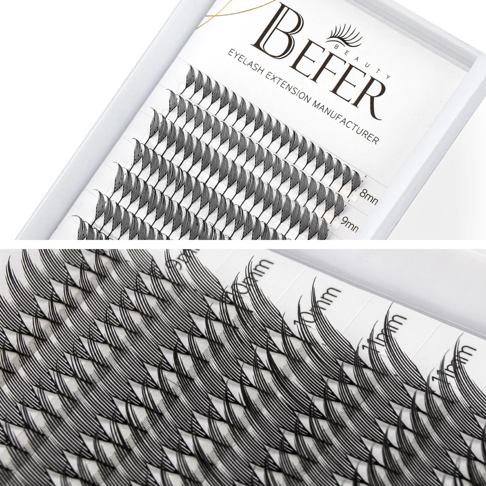 Befer Beauty-Extensions de Cils à Boucles C/D, 240 Grappes, Style Manga, Plume, Flora, Cat Eye, 8-15