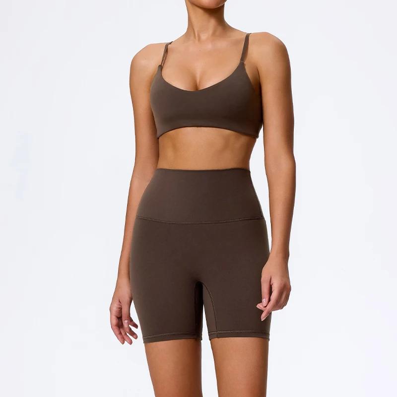 Ensemble de sport d'été pour femmes, 2 pièces, sans manches, pour gymnastique, yoga, taille haute, l