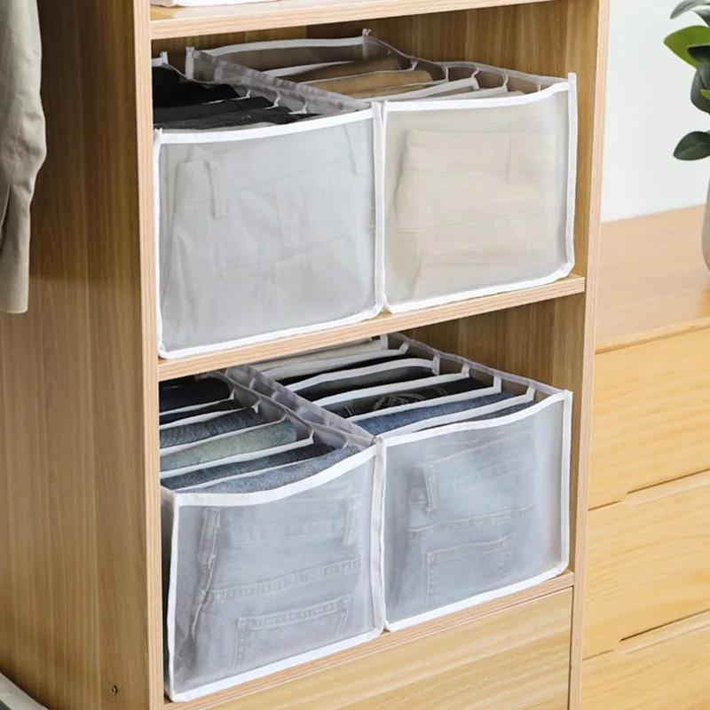 Boîte de rangement pour jeans à 7 grilles, placard, garde-robe, compartiments pour vêtements, tiroir