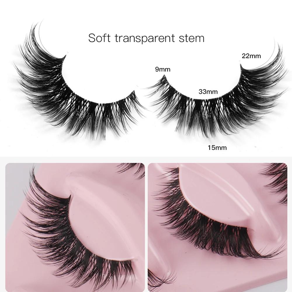 5 paires de cils yeux de chat Faux cils de vison naturel longs cils Manga extrémité ailée cils allon