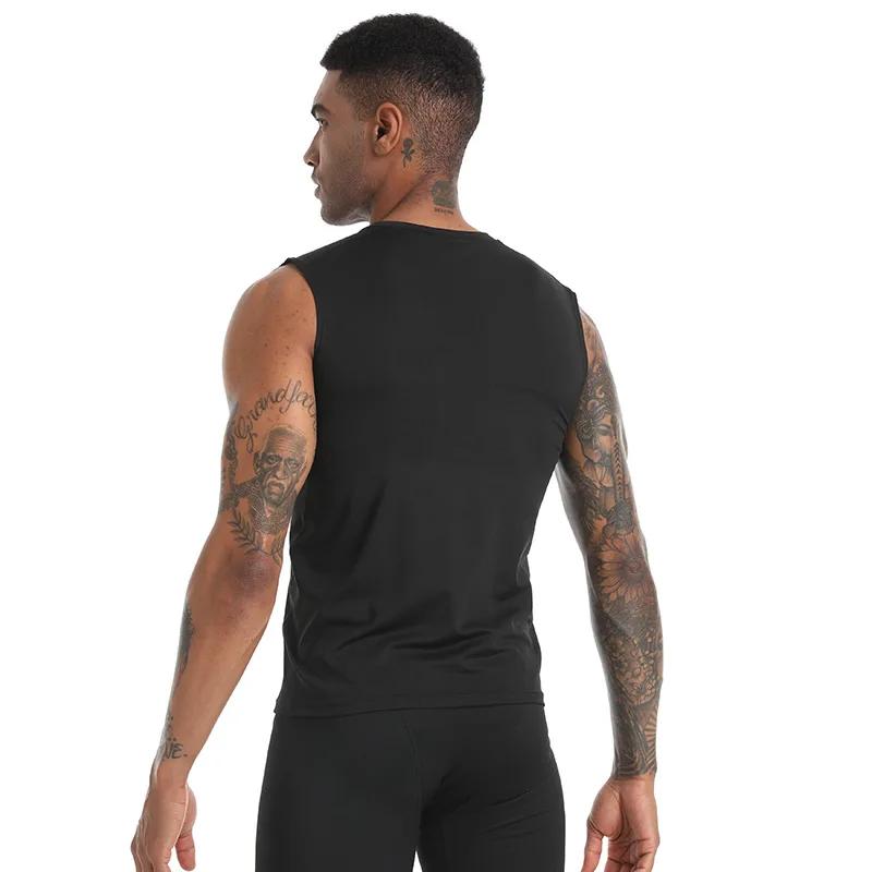 Débardeur de Compression pour hommes, chemise de gymnastique sans manches, séchage rapide, solide, v