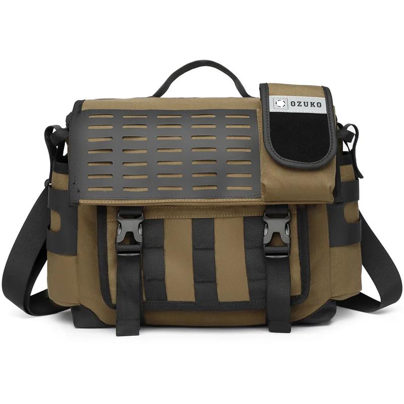 Sac à bandoulière pour hommes, sacoche multifonctionnelle d'extérieur à la mode, sac de facteur étan