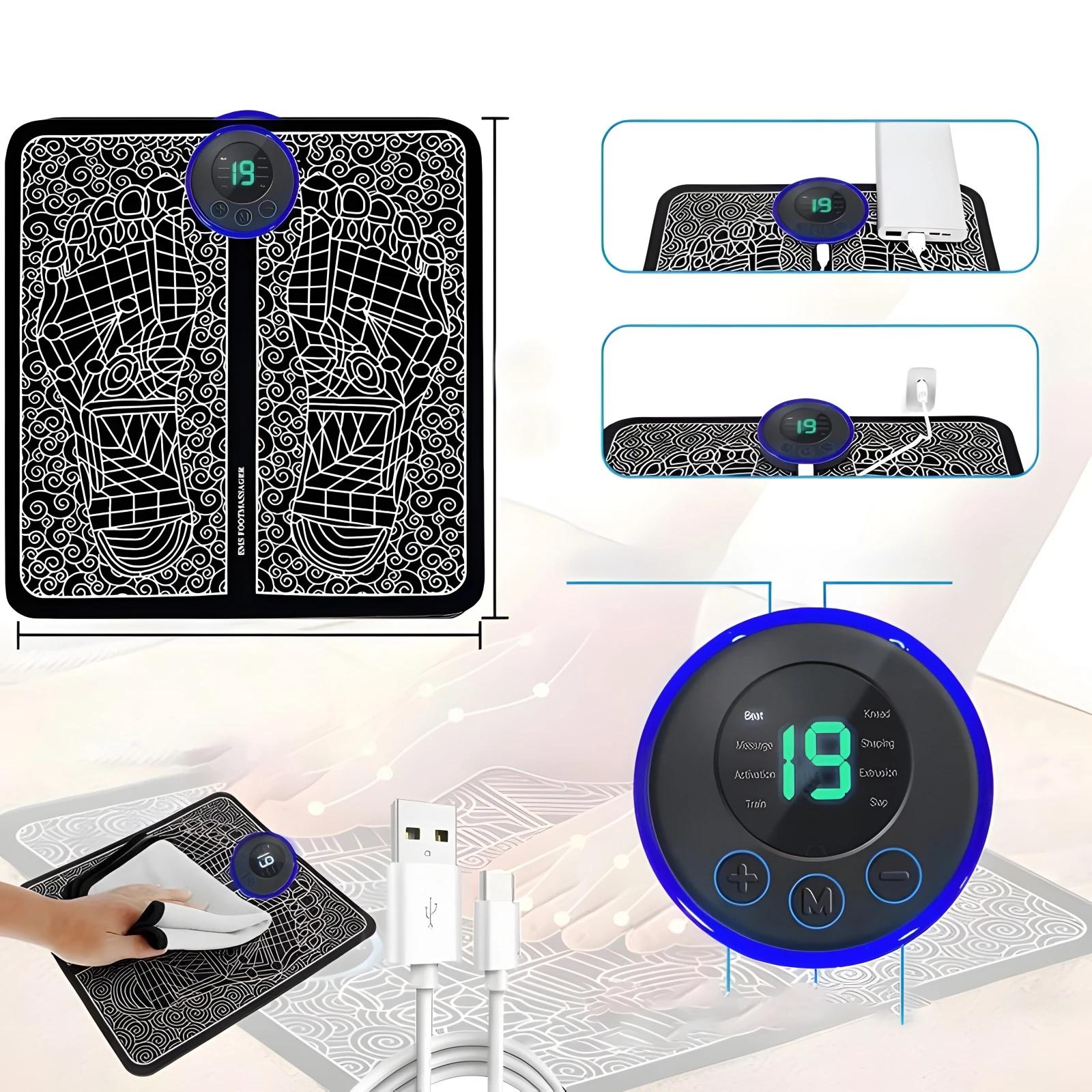 Masseur de pieds électrique, 8 Modes, 19 niveaux, coussin de force, léger, soulage la pression du pi