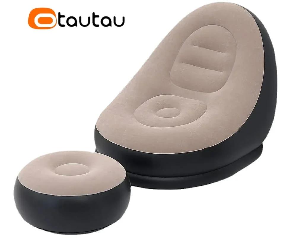 OTAUTAU-Chaise longue gonflable avec repose-pieds, chaise longue inclinable, canapé de camping porta