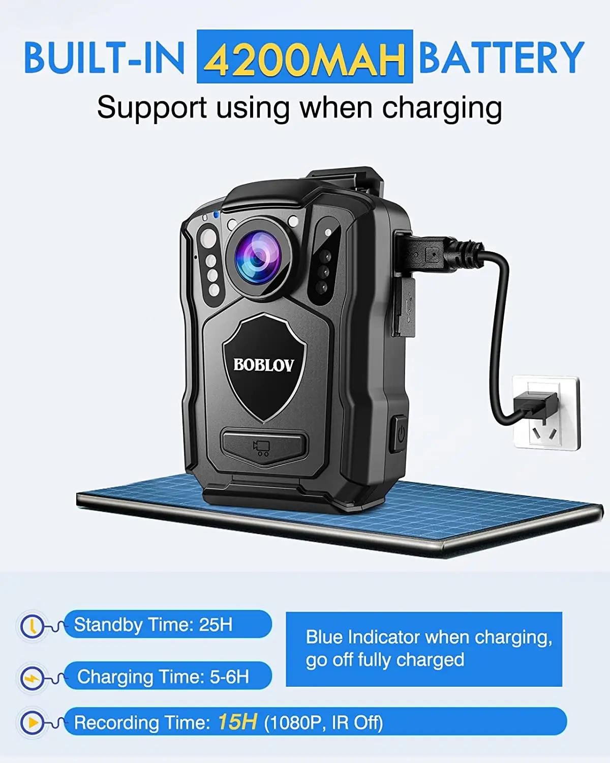 BOCombination-Caméra Linge de police VM5, caméra montée sur le corps, caméra GPS, batterie 1440 mAh,