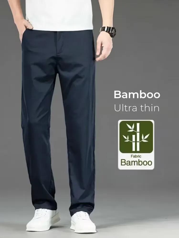 Printemps été nouveaux hommes pantalons décontractés mince mûrier soie doux affaires pantalon décont