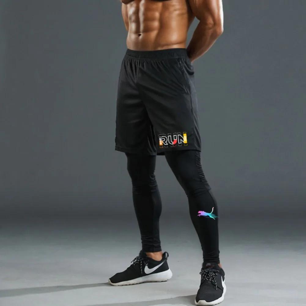 Ensemble de course à pied 2 pièces pour homme, short de sport à séchage rapide avec collants de comp