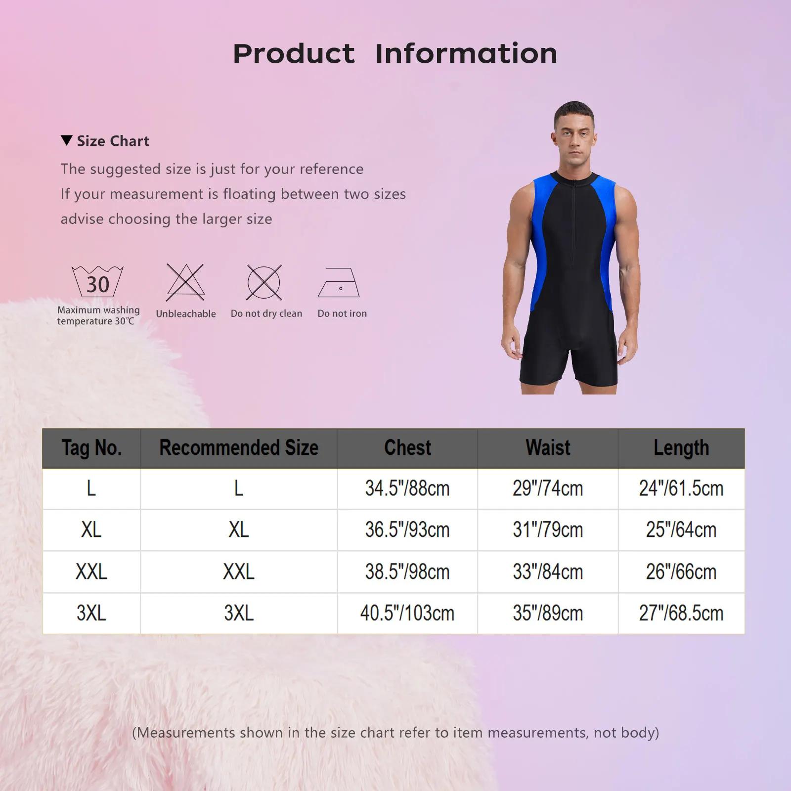 Maillot de bain une pièce pour hommes, bloc de couleurs, col rond, sans manches, fermeture éclair su