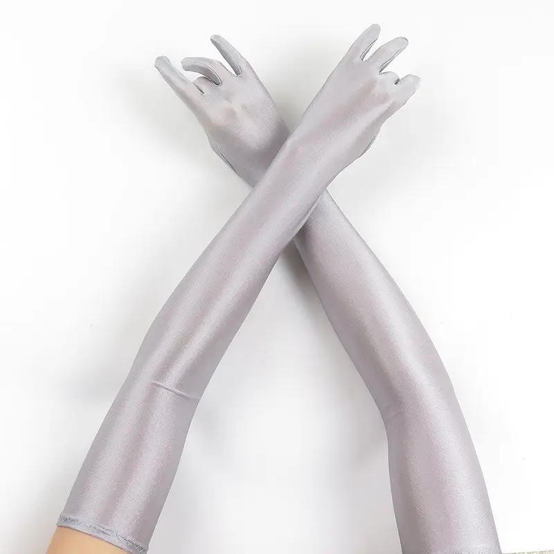 52CM femmes élégant solide Spandex mince doux extensible Protection solaire scène Performance condui
