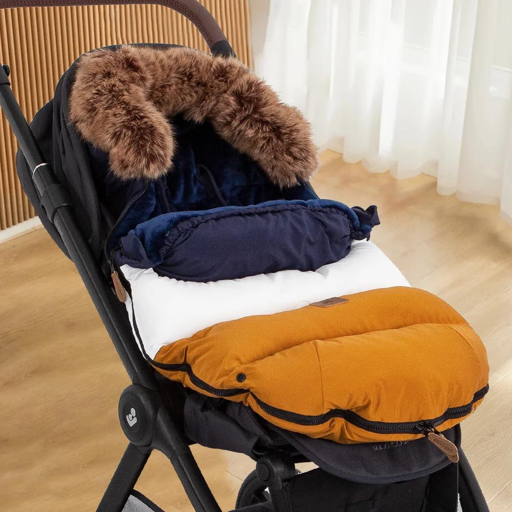 Chancelière de Poussette d'Hiver pour Bébé de 0 à 24 Mois, Sac Enveloppant, Patchwork Bleu Marine, C