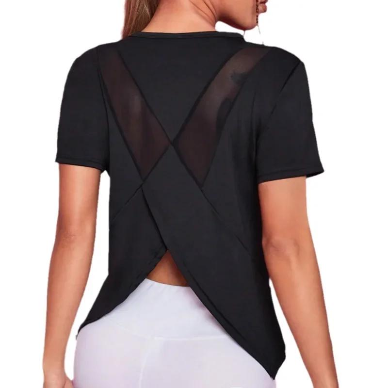 Femmes sans couture Yoga T-Shirt femme Fitness haut court entraînement gymnastique chemises d'entraî