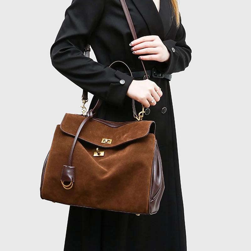 Sac fourre-tout de luxe pour femme en cuir microfibre, avec boucle dorée, sac à bandoulière et sac à