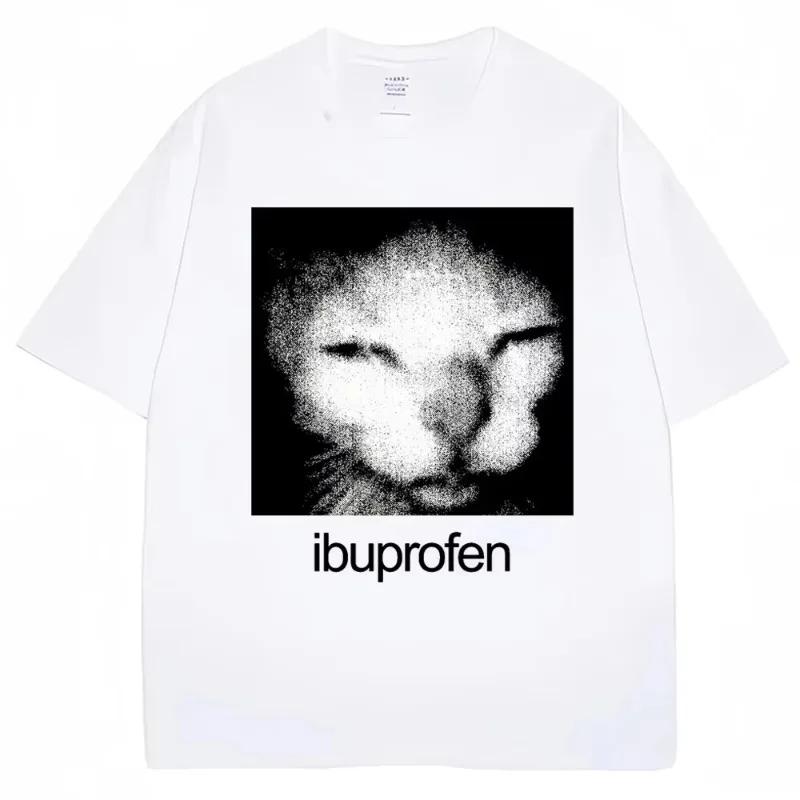 2025 Vintage drôle Ibuprofen chat Meme graphique t-shirt hommes femmes Humor mode T-shirts surdimens