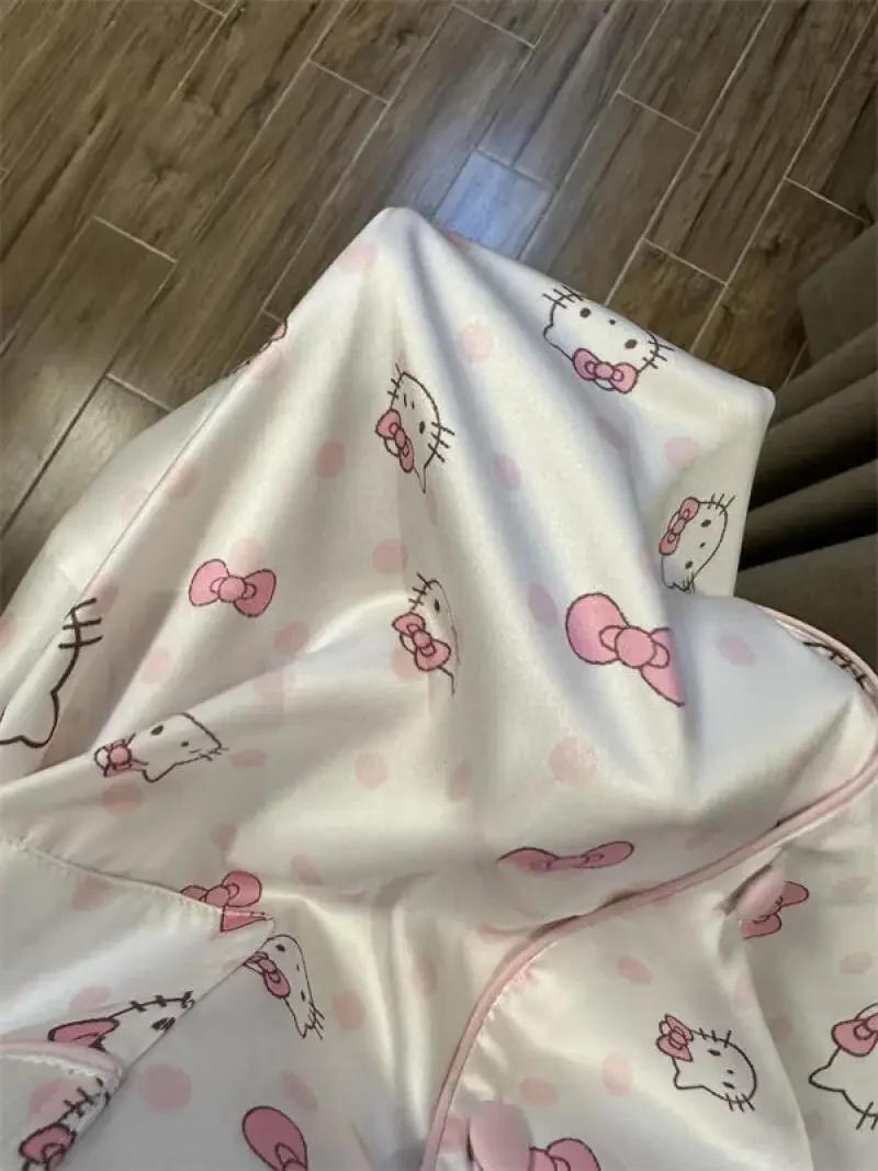 Sanrio – pyjama 2 pièces à pois Hello Kitty, Style princesse, pour femme, ensemble de vêtements de m
