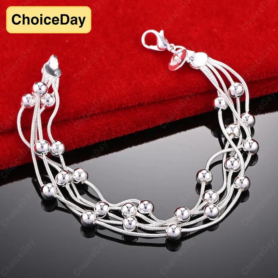 ChoiceDay 925 argent Sterling 8 pouces 20 cm breloque mode Bracelet de perles femmes accessoires fêt