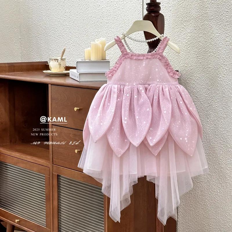 Robe d'été pour filles, nouvelle robe de princesse féerique à fleurs, à bretelles, Super féerique, p