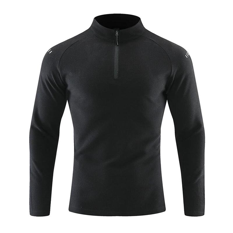 T-shirt réfléchissant à manches longues pour hommes, vêtements de sport, manteau noir respirant, pou