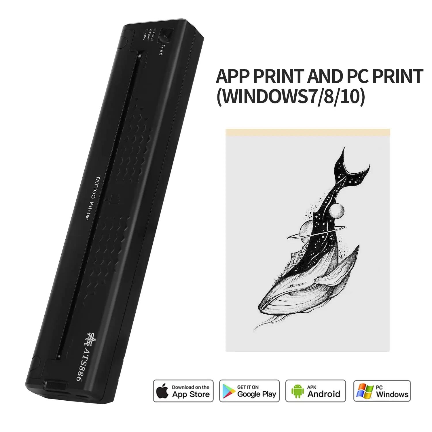 Imprimante de Transfert de Cailloux de Tatouage Portable ATS886, Appareil Thermique pour Dessiner de