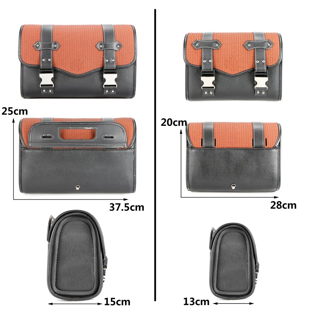 Sacoches de moto universelles, sac de fourche, pochette de bagage en cuir PU, sac à outils latéral, 