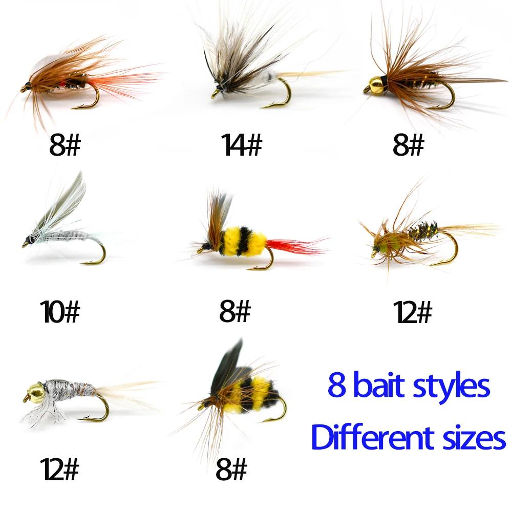 MNFT 32 pièces pêche mouche ensemble boîte sec humide nymphe banderoles mouche assortiment eau salée