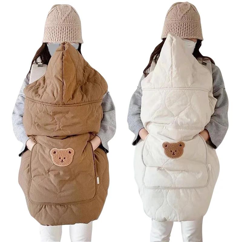 Couverture à capuche pour poussette de bébé, lange d'emmaillotage pour nouveau-né, porte-bébé chaud,