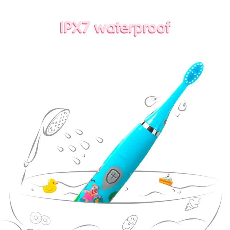 Brosse à dents électrique sonique pour enfants, dessin animé coloré, Rechargeable par USB, douce, au