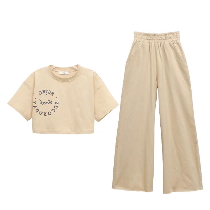 Ensemble de vêtements pour adolescentes de printemps et d'été, t-shirt et pantalon courts pour enfan