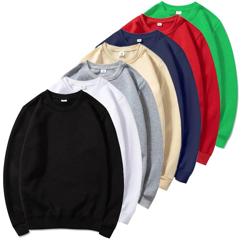 Sweat-shirt basique col rond homme et femme - Pull chaud doublé polaire printemps-automne