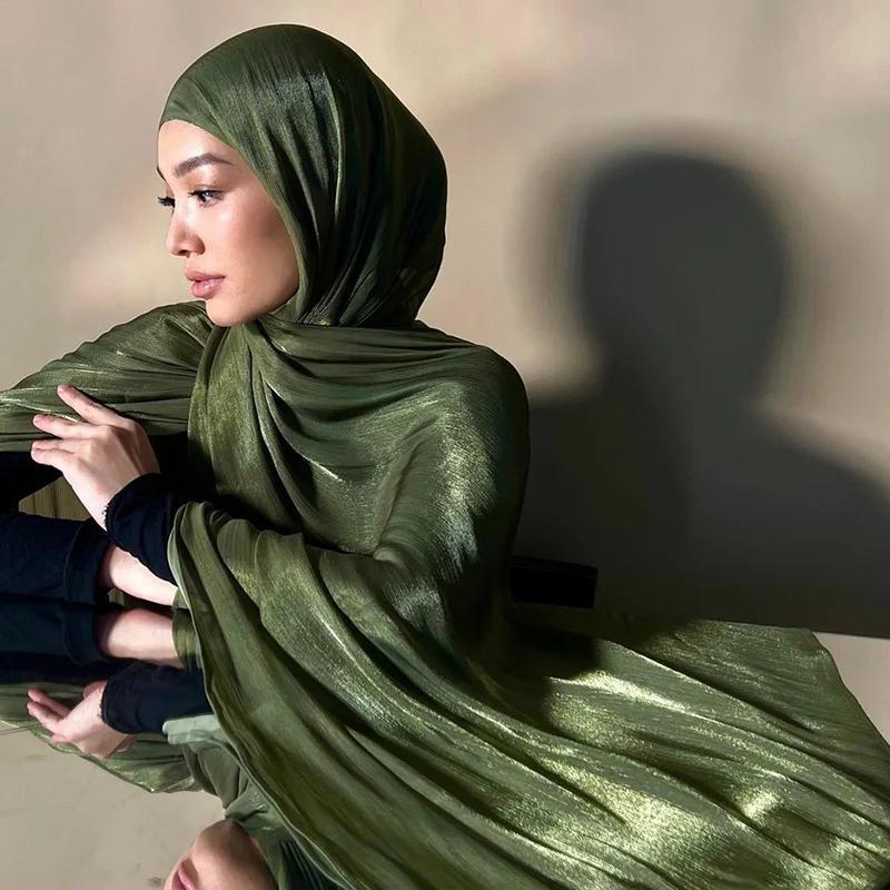Hijabs en mousseline de soie de qualité supérieure pour femmes, voile turban doux et long, écharpes 