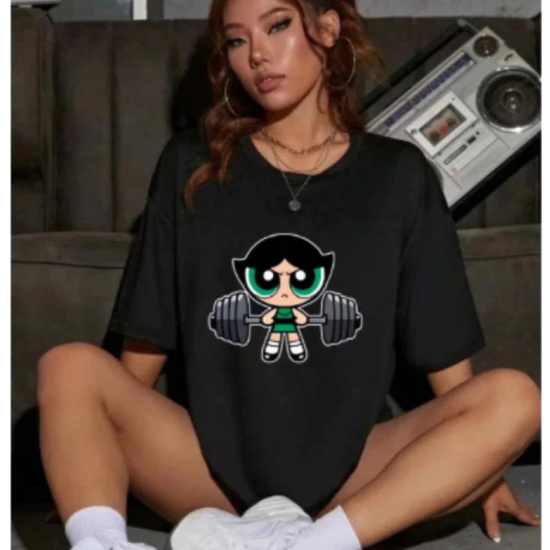 Filles Super puissant Blouse formation Streetwear T-shirt chemise femme académie gymnase Fitness T-s