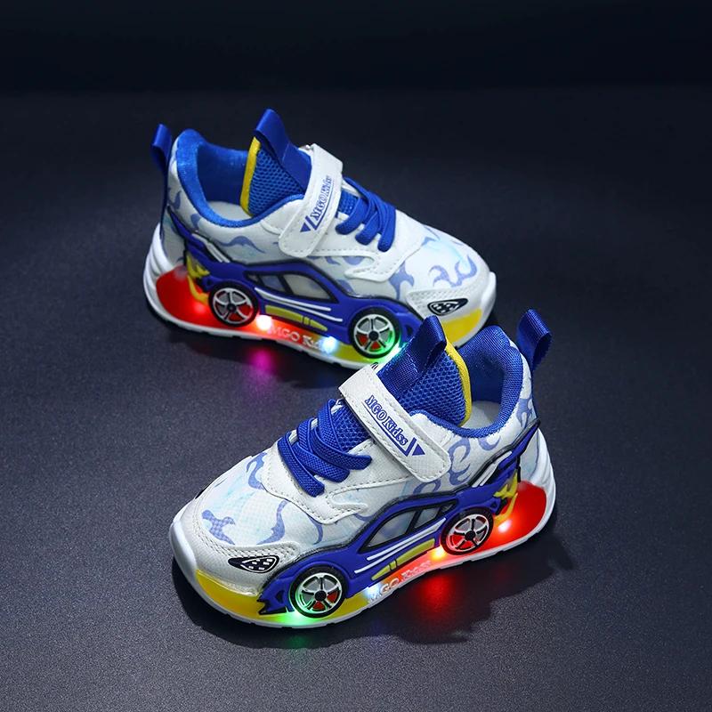 Mgo Kids printemps et automne nouvelles chaussures de sport pour garçons en forme de voiture chaussu