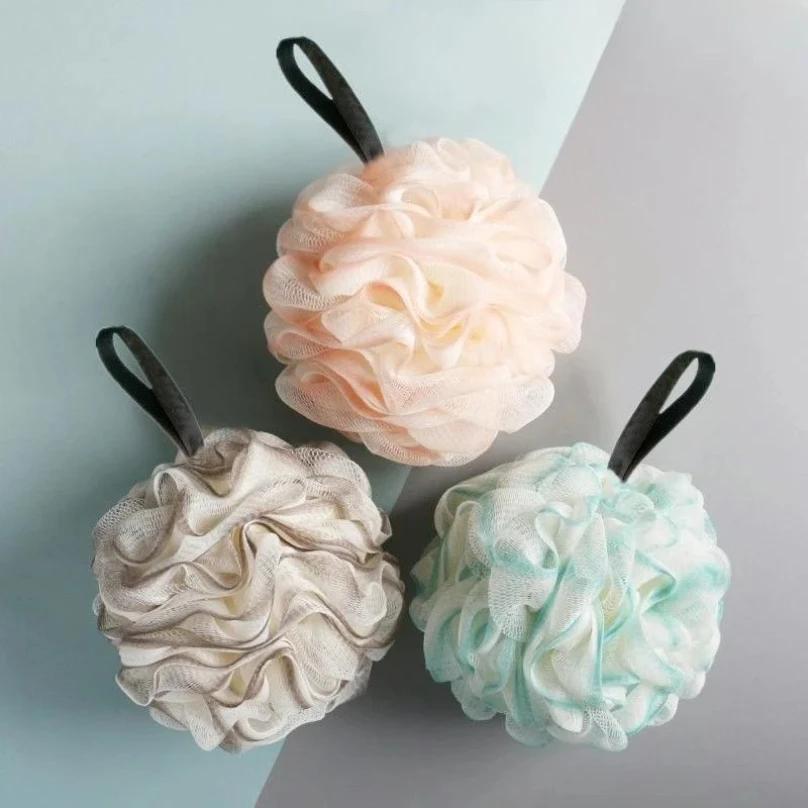 Grande boule de bain riche en bulles, serviette de bain, épurateur, nettoyage du corps, maille, douc