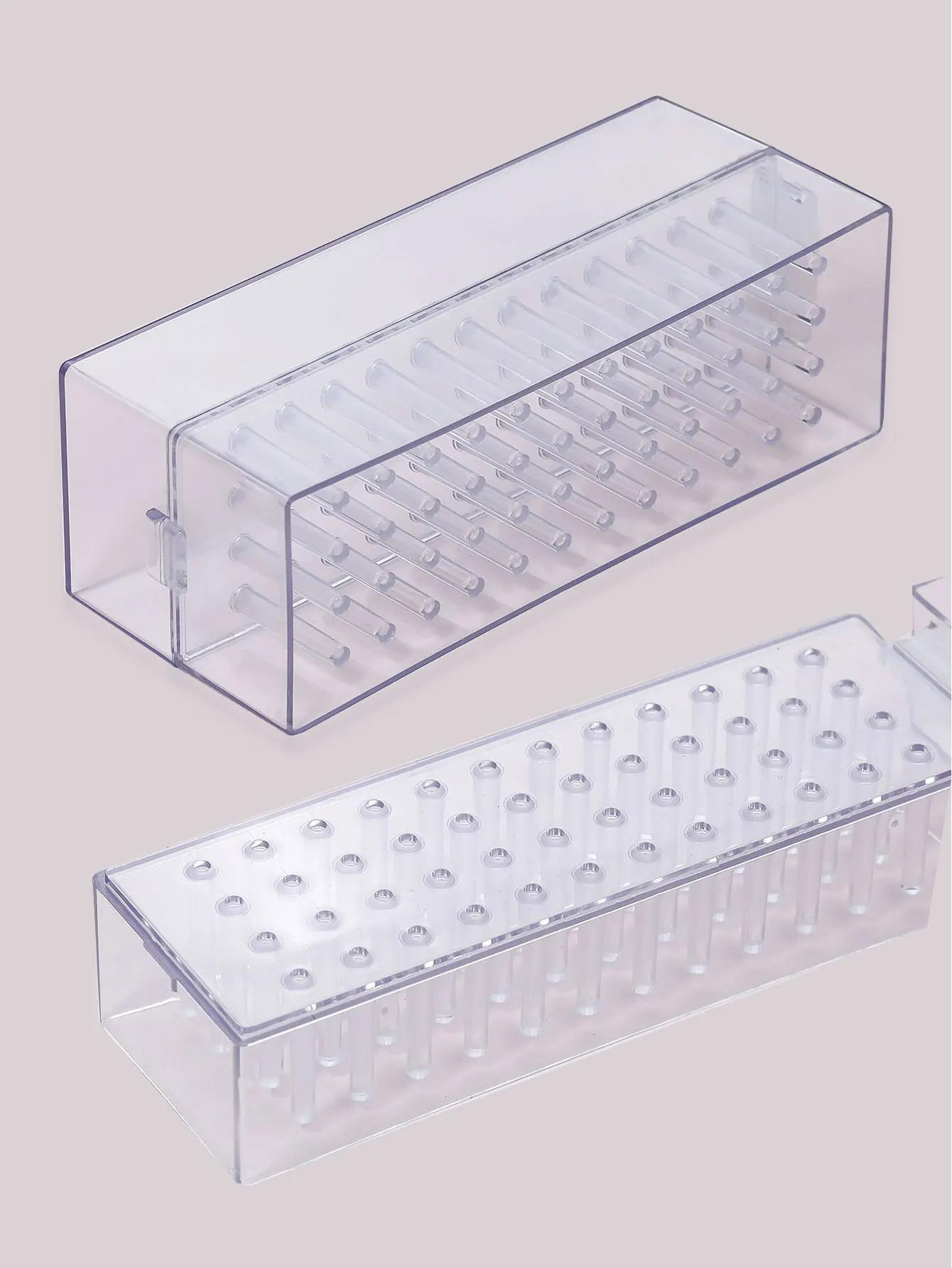 Boîte de rangement transparente pour forets à ongles, 48 trous, boîte transparente vide, présentoir 