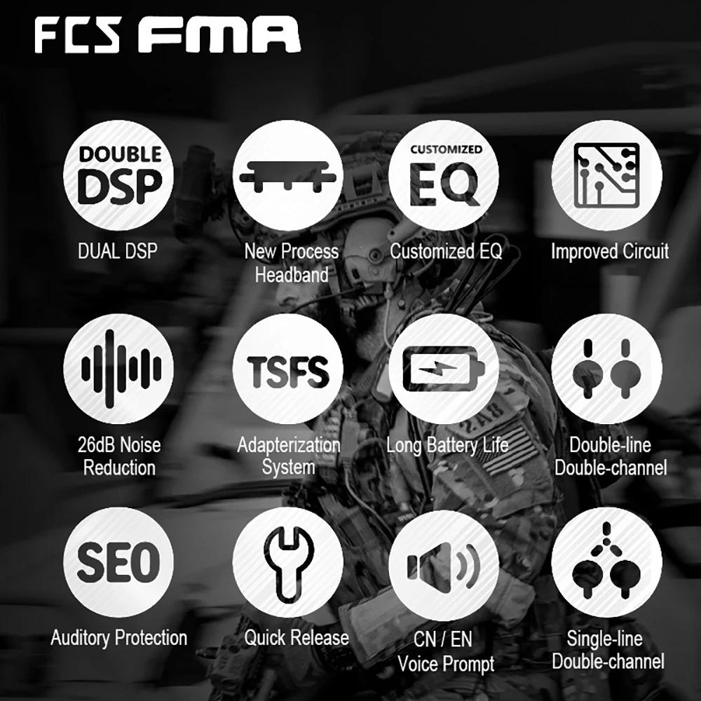 Nouveau casque FCS-TACTICAL AMP PRO entièrement numérique à double DPS, communication tactique, rédu