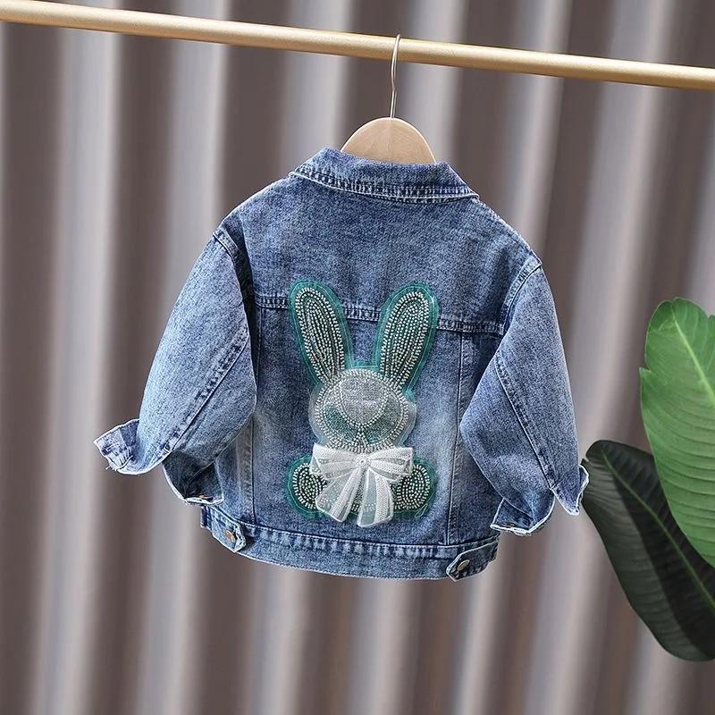 2-12 ans filles Denim veste nouvelle mode bébé enfants Jean manteaux pour filles mignon lapin dentel