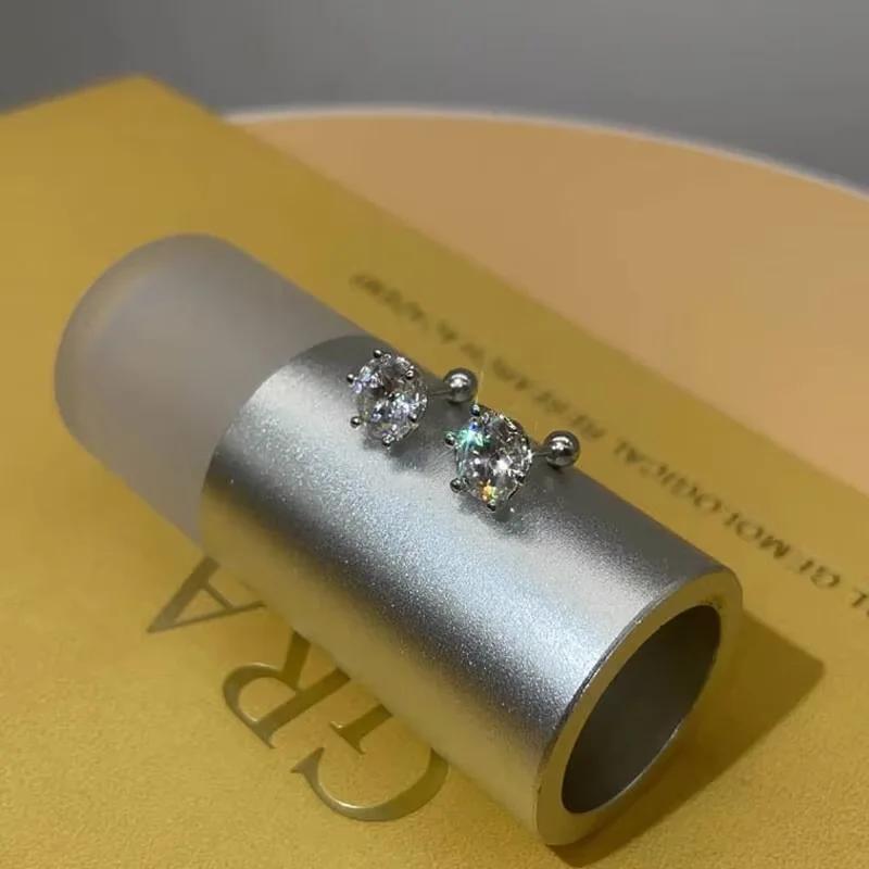 TY 0.3-2CT boucles d'oreilles Moissanite 925 en argent Sterling boucles d'oreilles rondes boucles d'