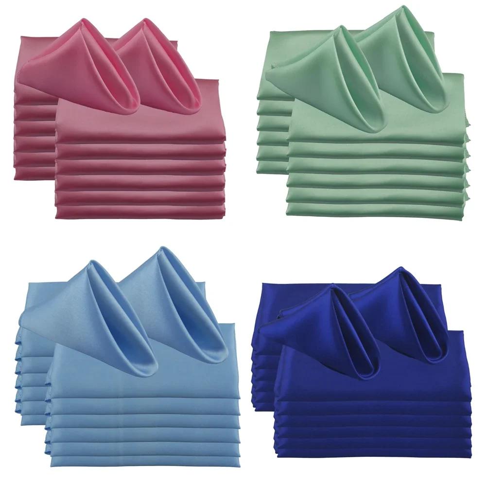 Serviettes de Table en Satin 45x45cm, pour Mariage, Restaurant, Noël, Anniversaire, Banquet, 30 Pièc