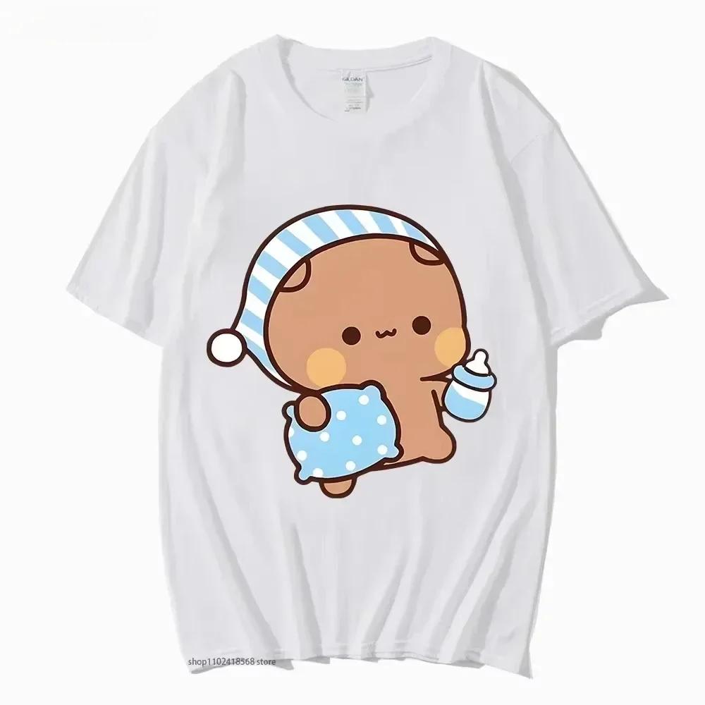 Couple t-shirt mignon BuBu Panda va dormir avec DuDu ours graphique t-shirt femmes vêtements manches
