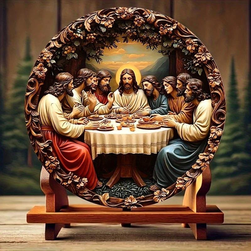 Disque circulaire en bois 2D 8 pouces, jésus et Disciples, plat, Art religieux chrétien, église, pri