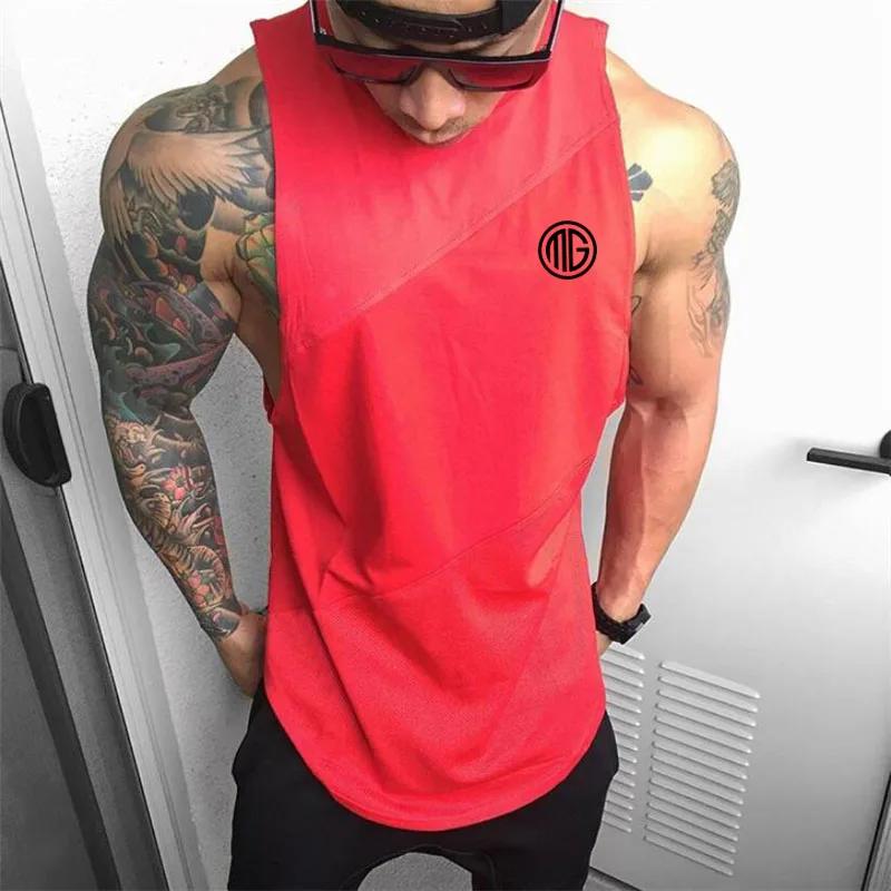 Muscleguys – gilet de course sans manches pour hommes, chemise d'été en coton avec coutures en maill