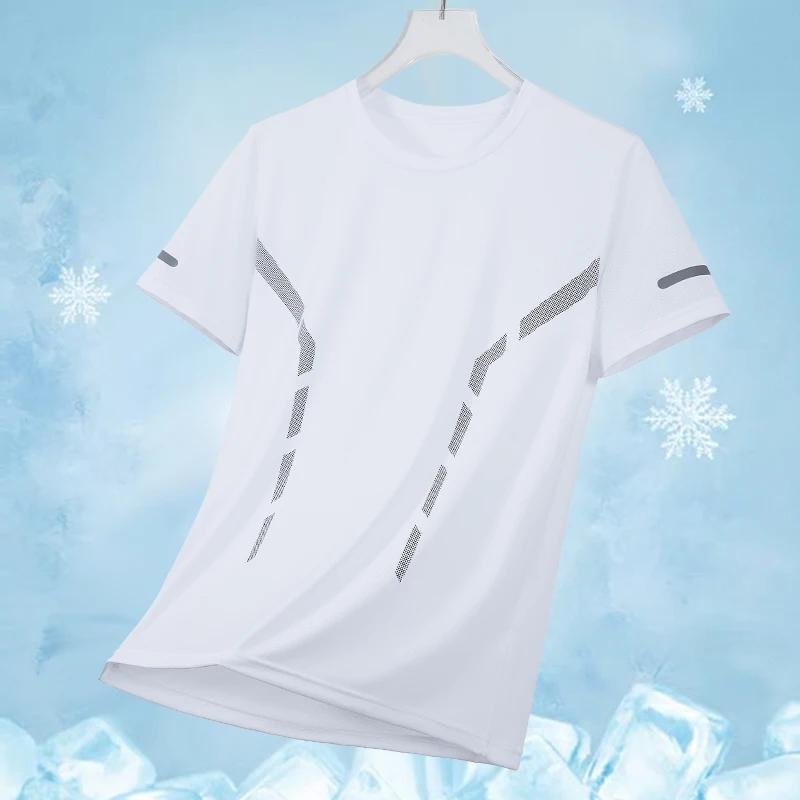 Hommes course T-shirt respirant Stretch haut d'été gymnase Fitness course mince à manches courtes vê