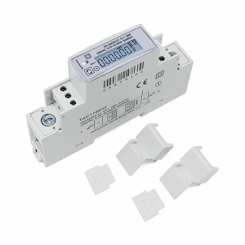 Compteur d'électricité sur Rail Din monophasé 100A, 230V, Kwh, compteur d'énergie multifonction, RS4