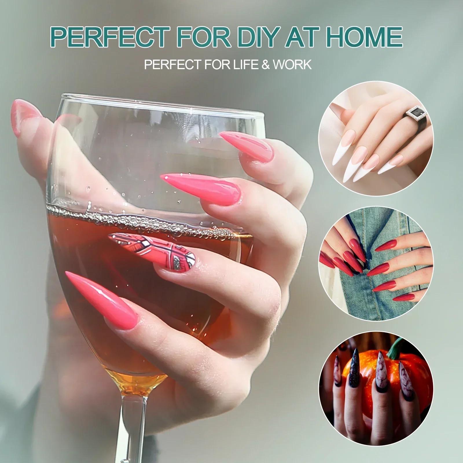 Nailpop 120 pièces ongles acryliques fausse Capsule courte cercueil d'amande carré Extension d'ongle